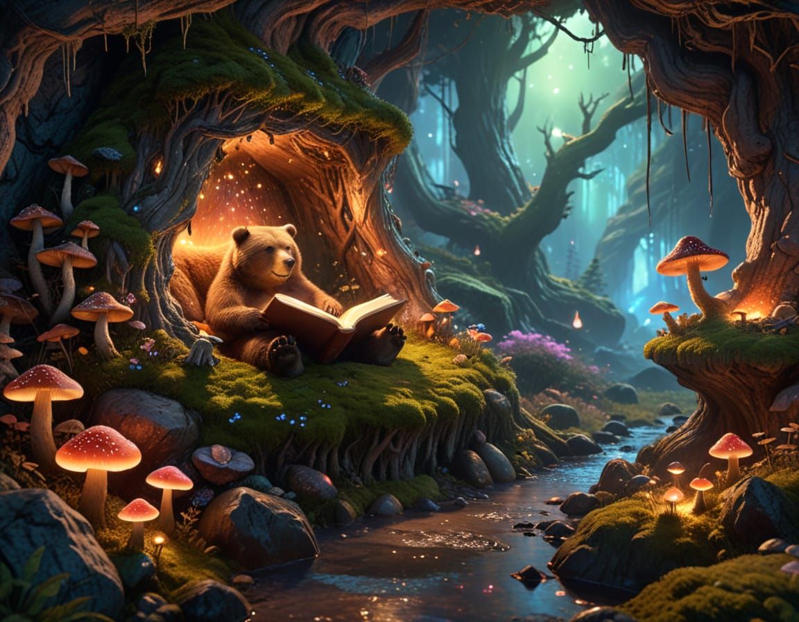 Cozy Reading Nook Inside Giant Bear Den