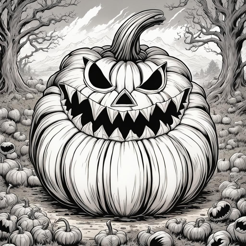 Pumpkin Monster in Comic Book Art Style