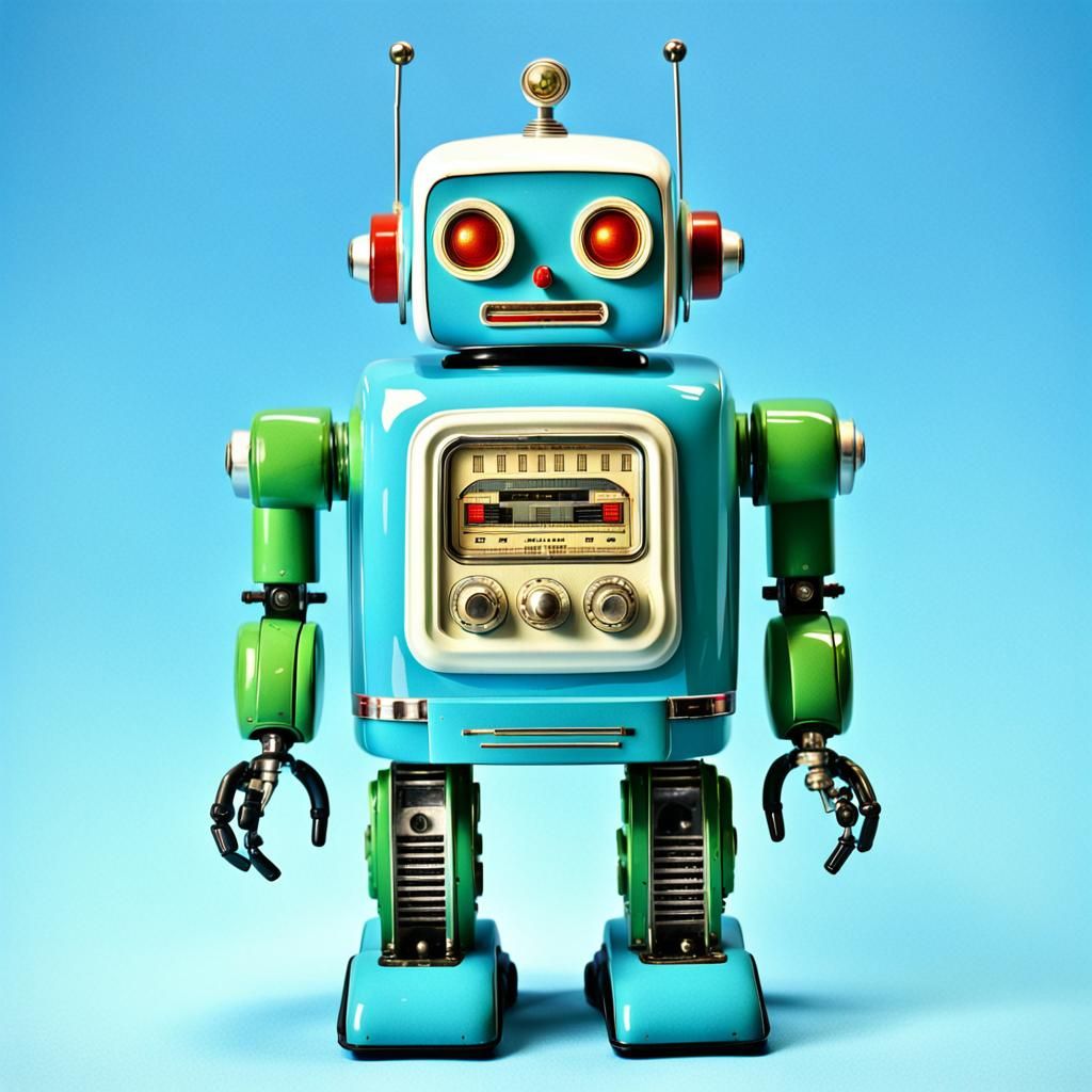 Retro Toy Robot with Visible Mechanics