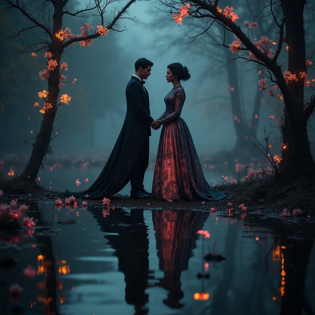 Ethereal Victorian Couple in Liminal Space