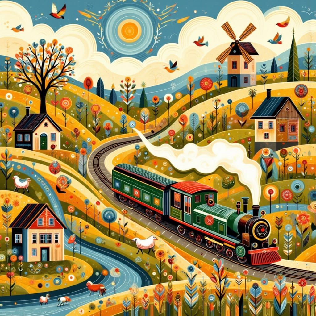 Vintage Steam Train Chugs Through Enchanting Countryside Lan...