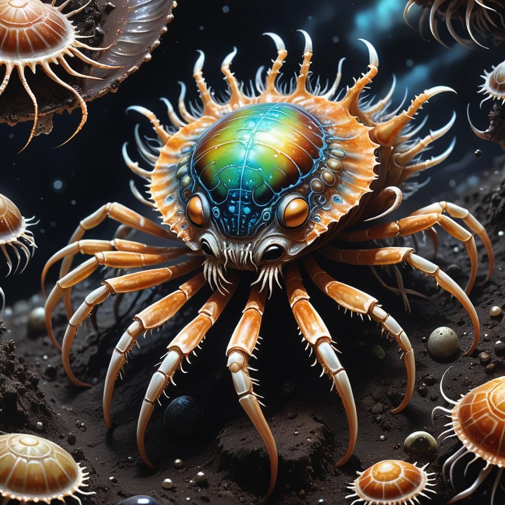 Alien Diplocaulus Portrait on Exoplanet, Digital Painting