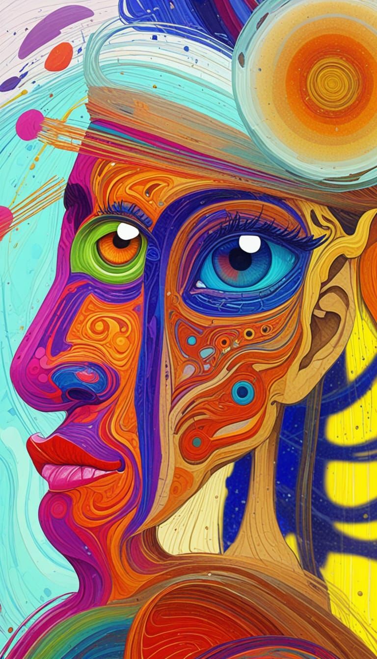 Vibrant Abstract Portrait in Geometric Style