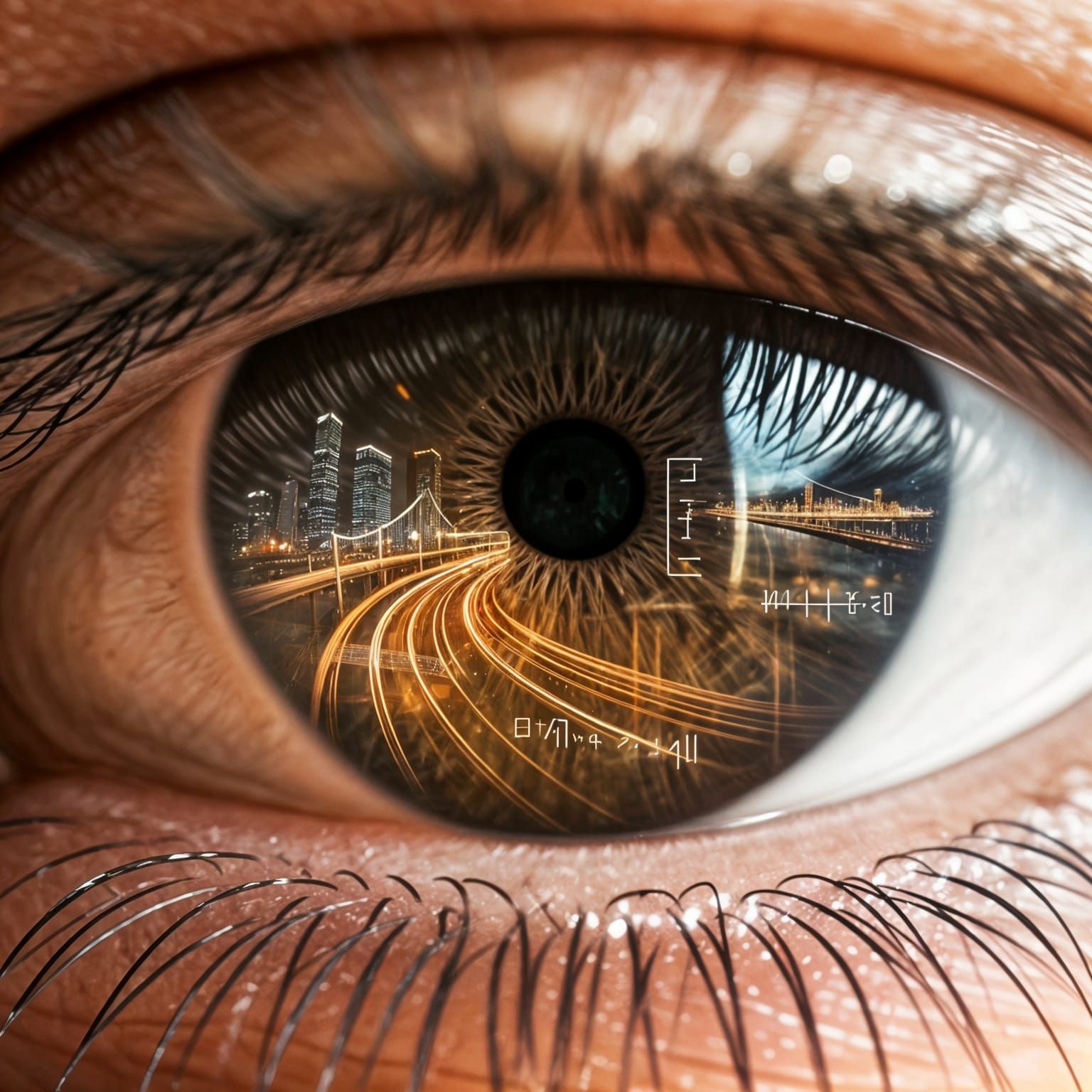 A Hyper-Realistic Eye Reflects the Math in Cityscapes
