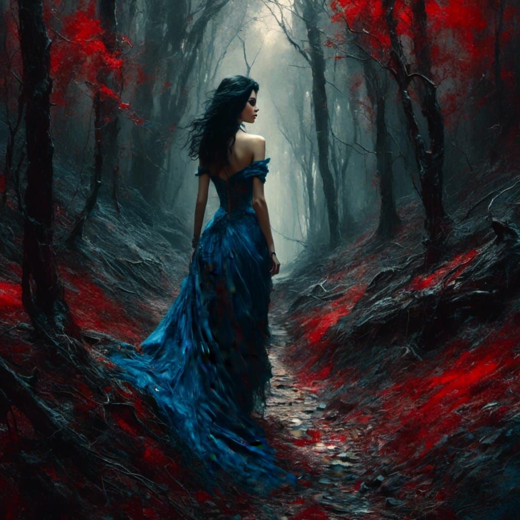 <lora:Dark Sinister Style:1.0>walking down a forest