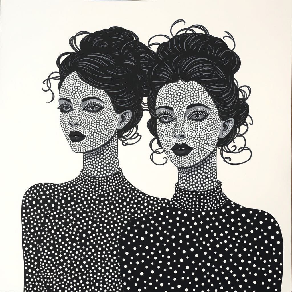 Pointillist Rendering of Female Figures