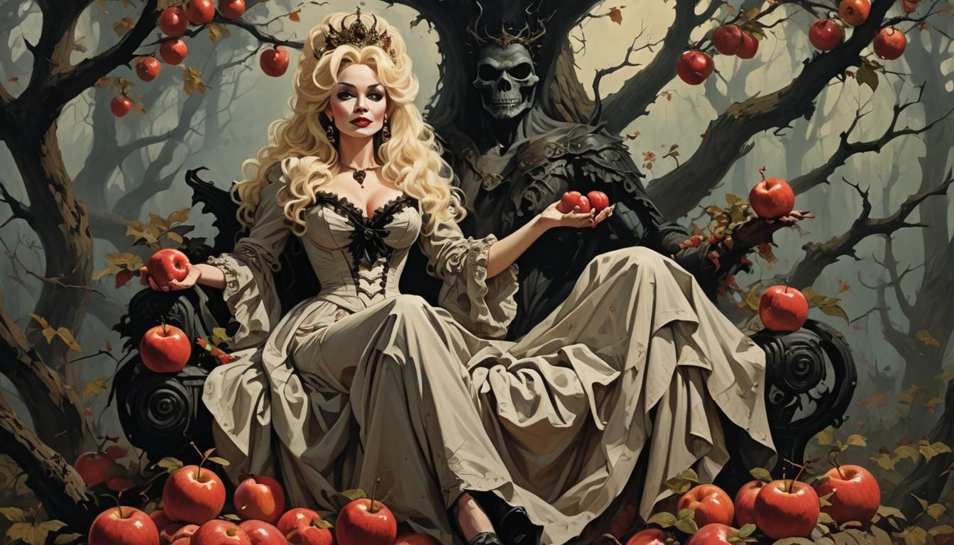 Dolly Parton as Dark Fae Queen, Frazetta Style