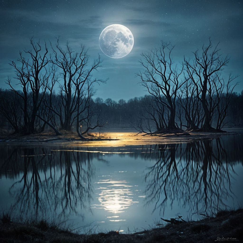 Lunar Majesty Over a Surreal Lake