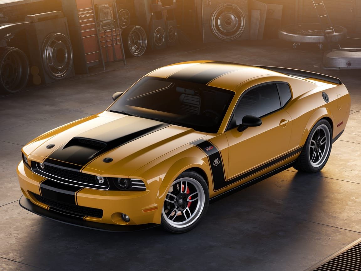 Fictional 2013 Muscle Car in Garage Setting