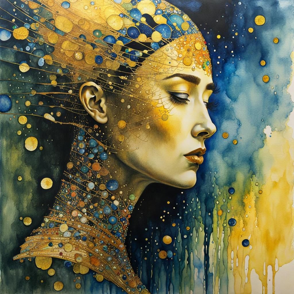 Shattered Woman Emperor in Klimt-Beksinski Style