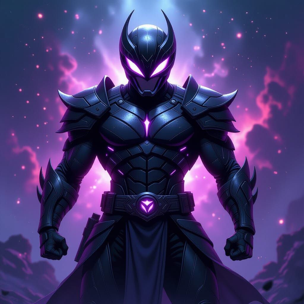 Black Ranger vs Cosmic Hydra in Dark Comic Style