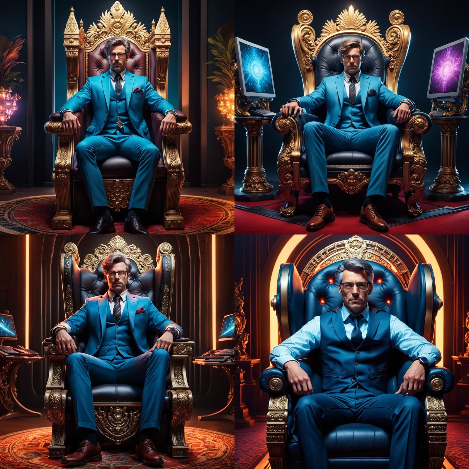 Hyperrealistic Nerd Portrait on Throne in Unreal Engine 5
