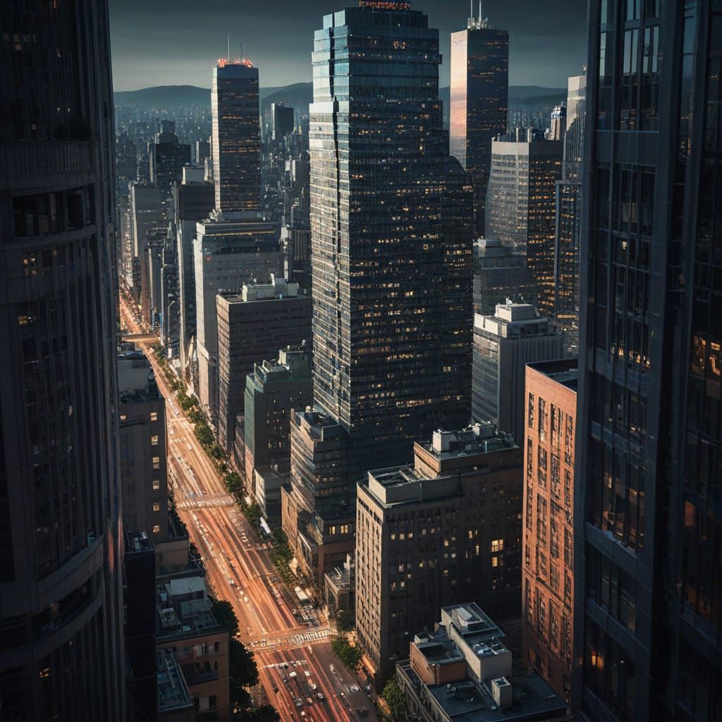 Vibrant Cityscape in Hyper-Realistic Digital Art