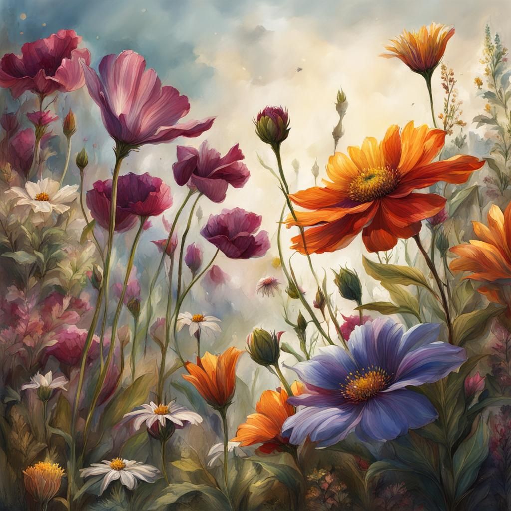 Floral Sketchbook: Detailed Matte Painting in Deep Color