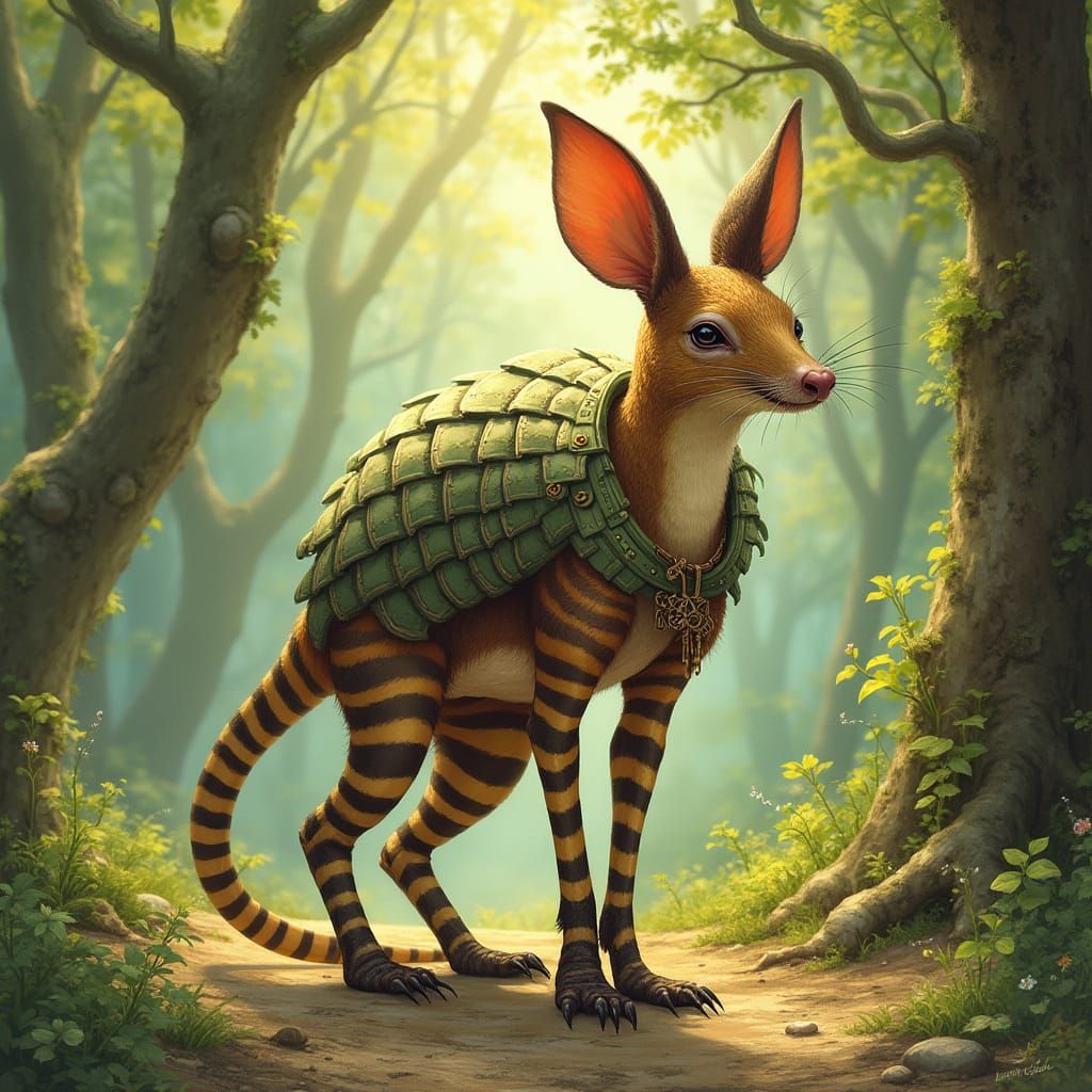 Whimsical Hybrid Creature in Enchanted Forest