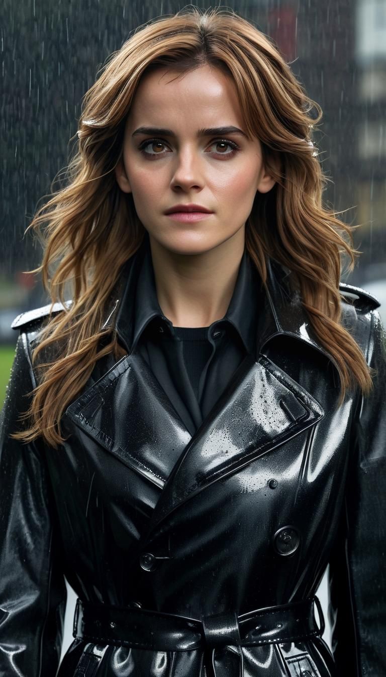 Hermione Granger in London Rain, Ultrarealistic Portrait
