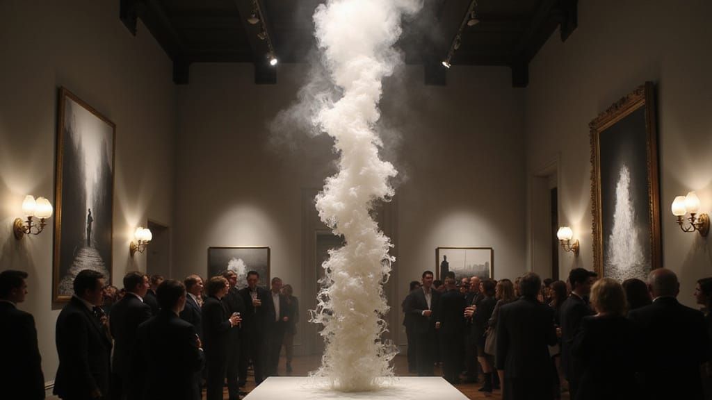 Modern Art Gallery: Sculpture of Smoke and Glass