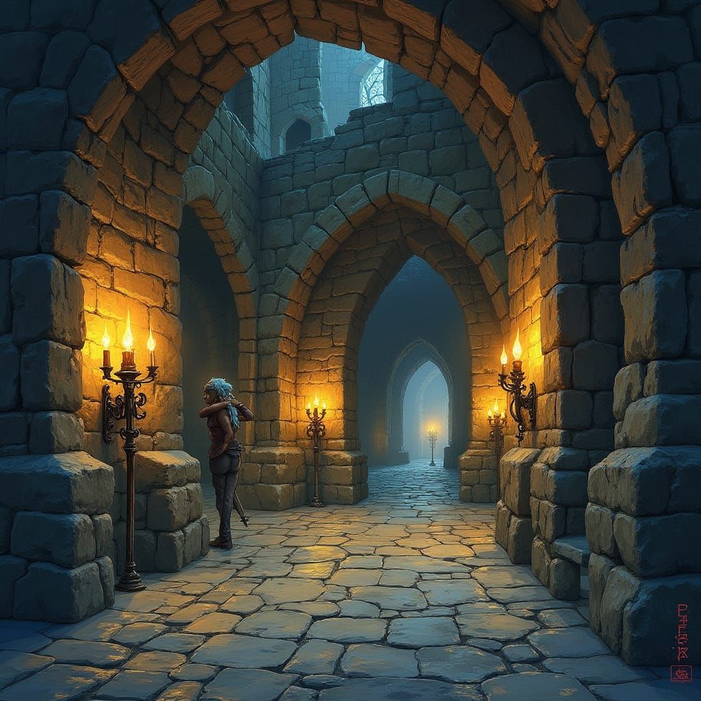 Medieval Fantasy Dungeon Tiles in Gothic Style