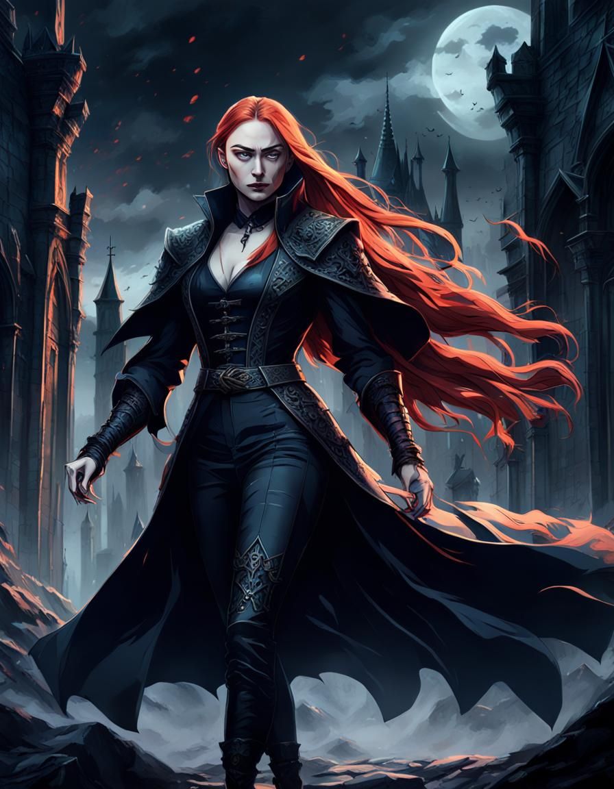 Sophie Turner as Vampire in Anime Style