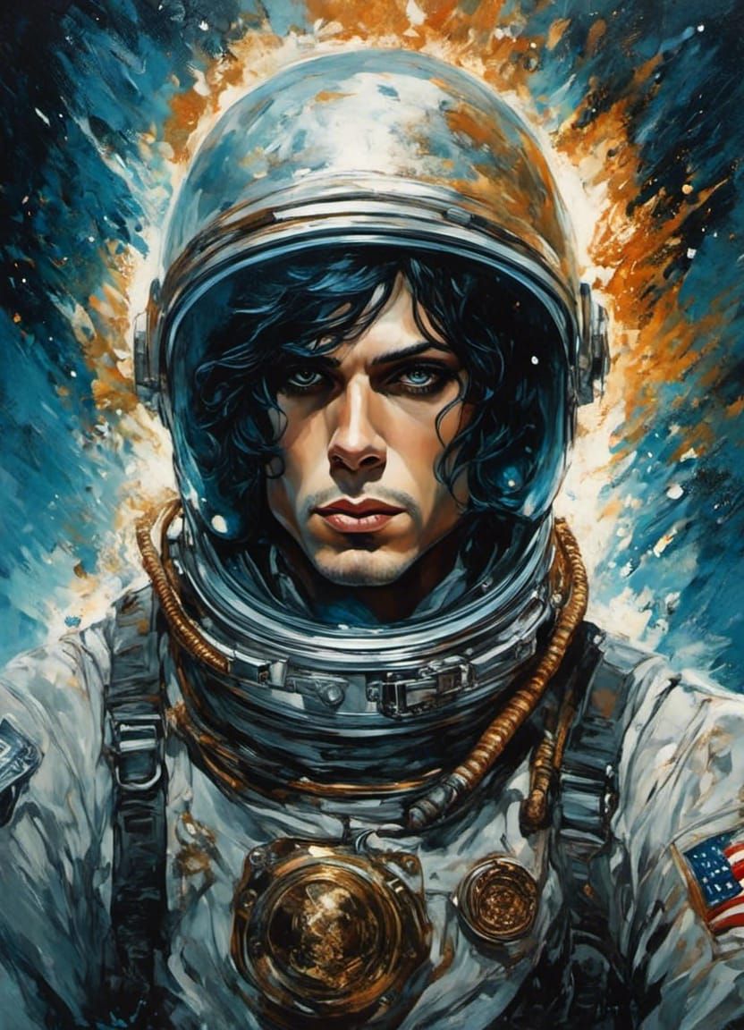 Astronaut in Galaxy Nebula, Detailed Digital Art