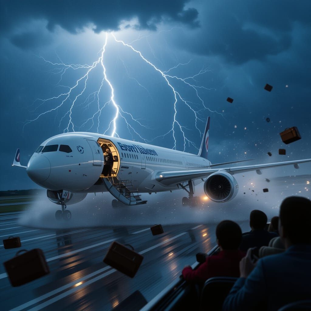 Airliner Jet Endures Severe Turbulence in Stormy Skies