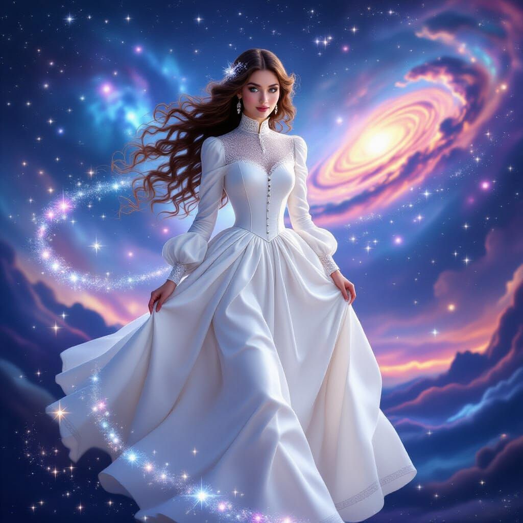 Victorian Woman Walking on the Milky Way