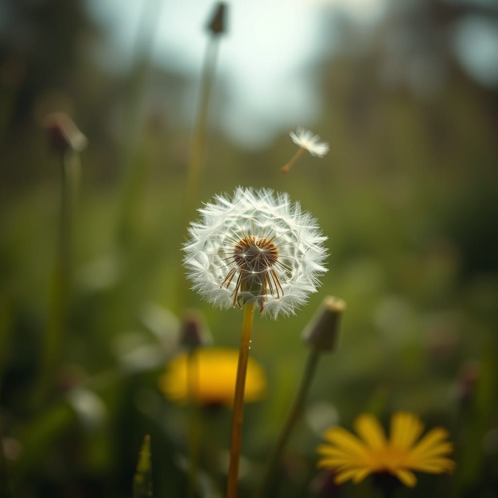 Summer Dandelion Dances in Vibrant HDR