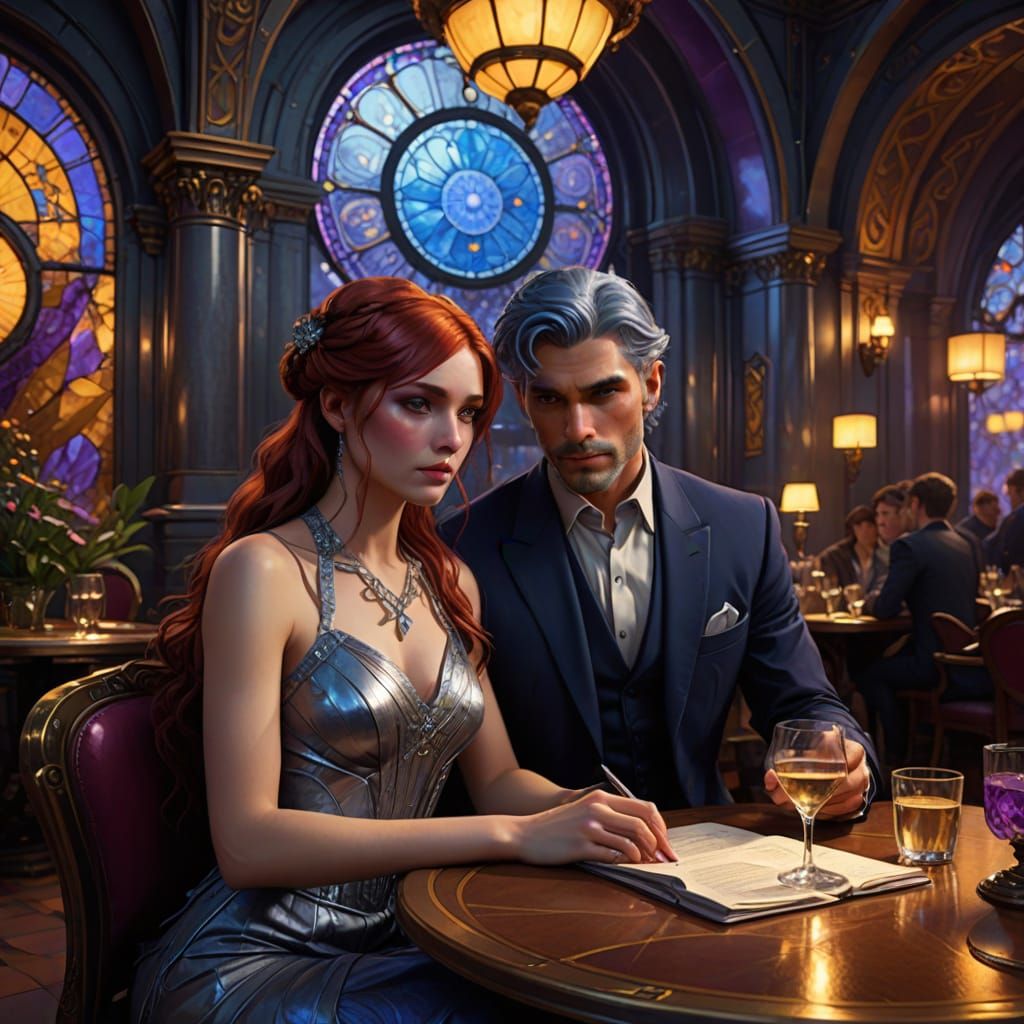 Ethereal Romance Couple in Exquisite Dark Fantasy Setting