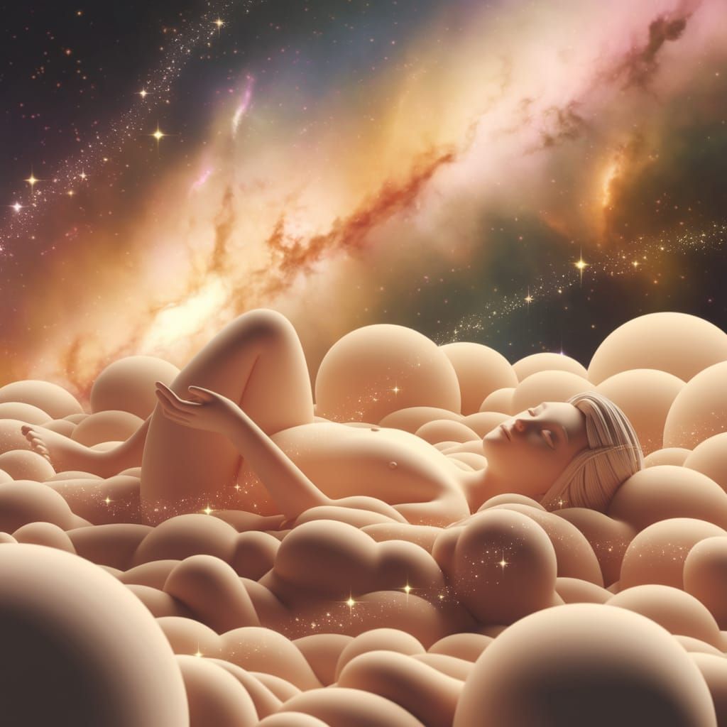 Serene Figure Meditating on Ethereal Clouds: 3D Render