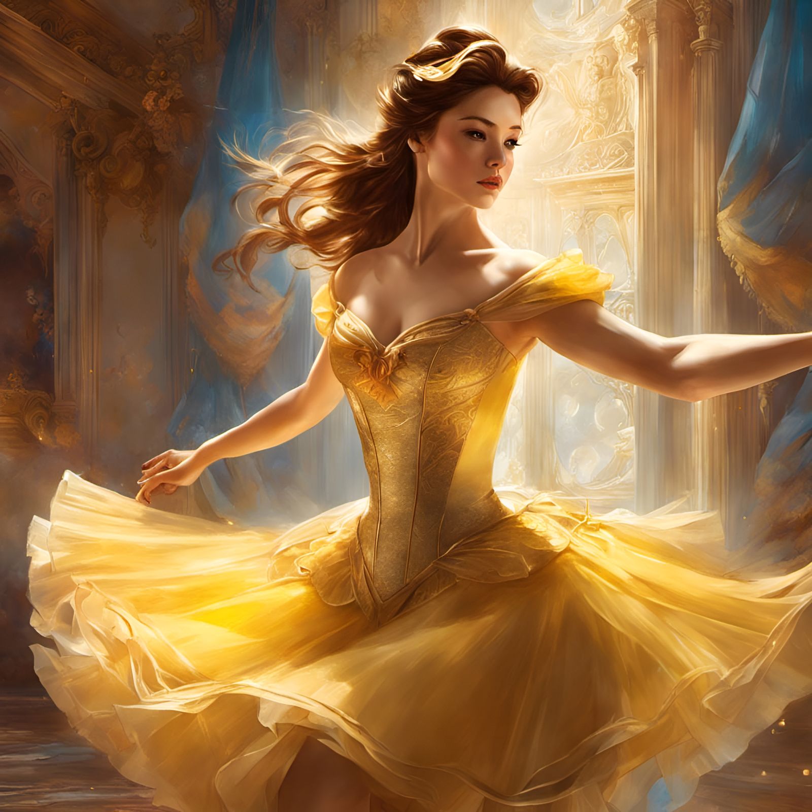 Princess Belle Ballet Portrait in Fantasy Art Style