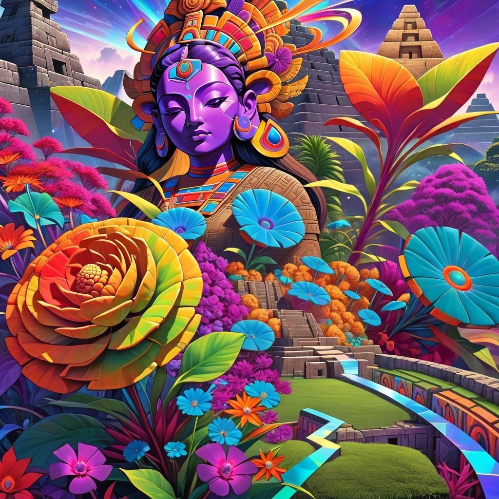 Alien Savannah Landscape with Geometric Details