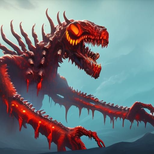 Skeletal Monster with Claws: Fantasy Concept Art