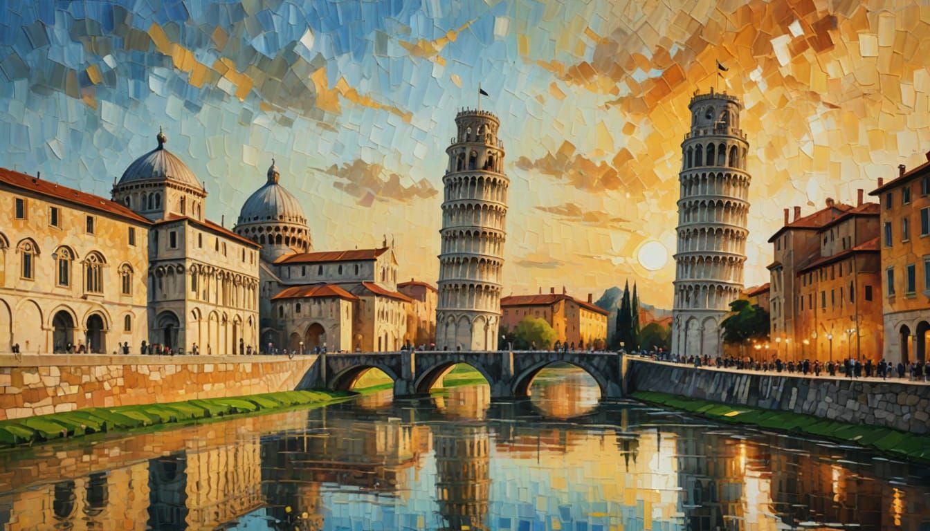 Impressionistic Leaning Tower of Pisa in Oil