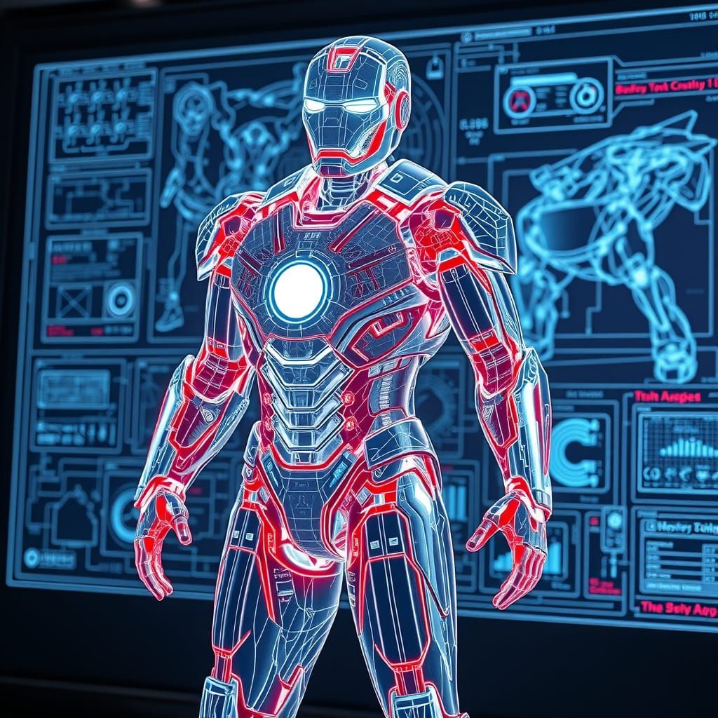 Sleek Futuristic Mech Suit Revealed in High-Tech Hologram