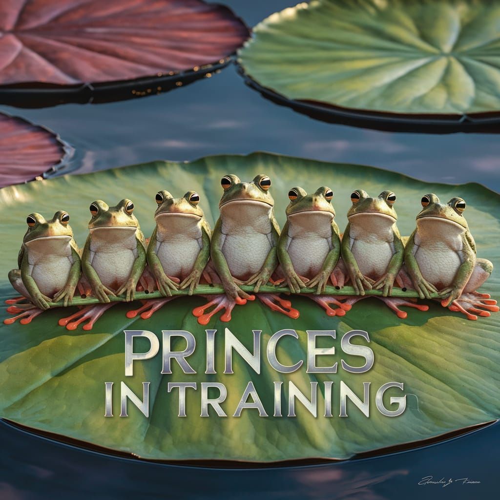 Hyperrealistic Frogs: Princes in Training on Lily Pad