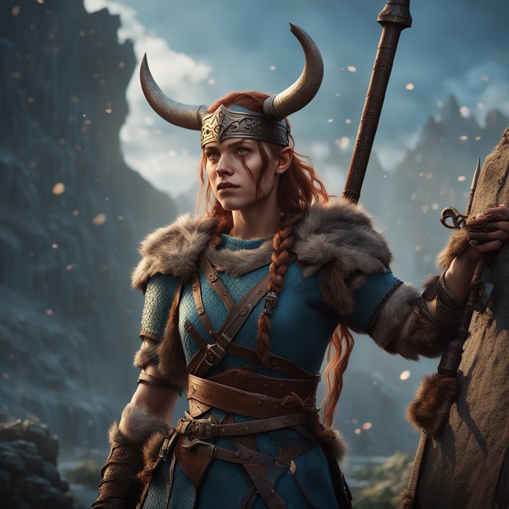 Viking Warrior Maiden in Detailed Digital Painting