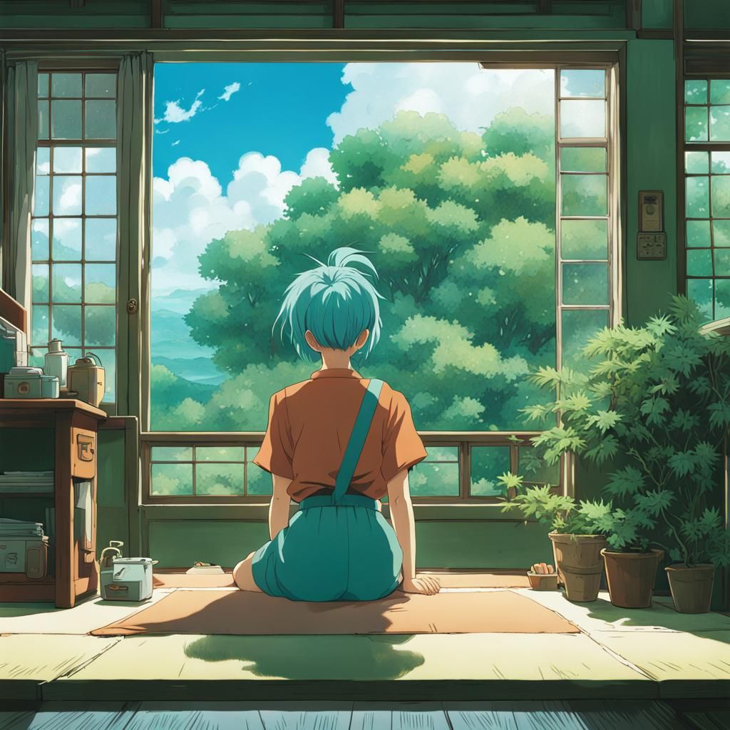 Bulma in Studio Ghibli Anime Style