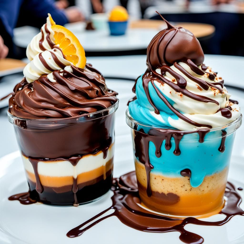 Hyperrealistic Image of Friends Enjoying Chocolate Ice Cream