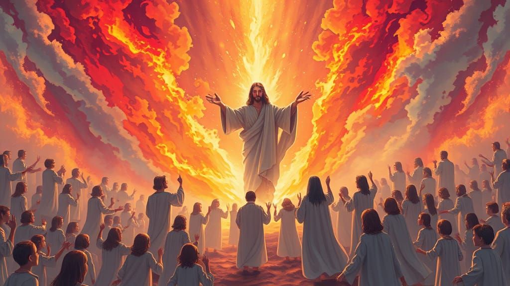 Surreal Purgatory Scene in Vibrant, Ethereal Light