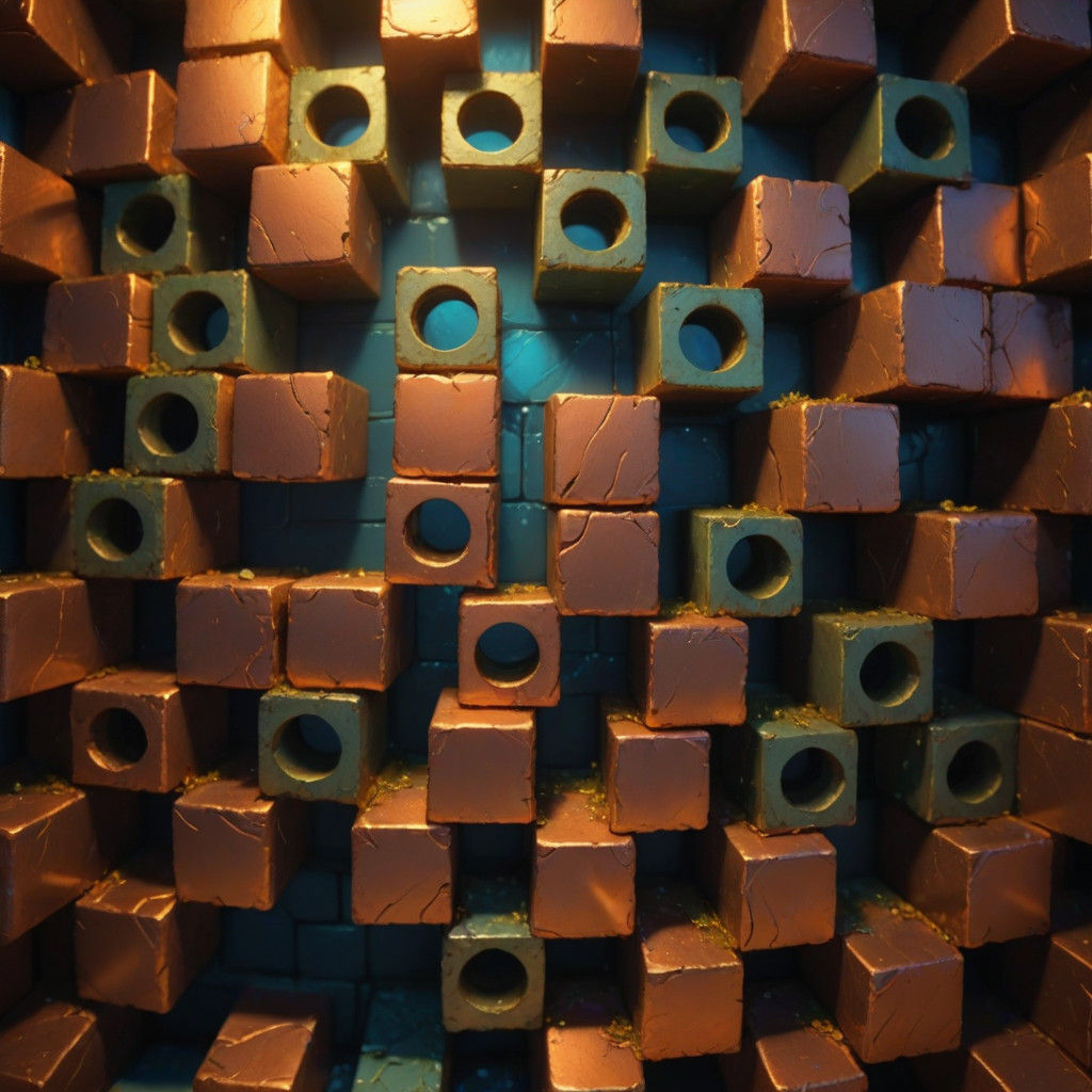 Shimmering Copper Bricks in Warm, Golden Light