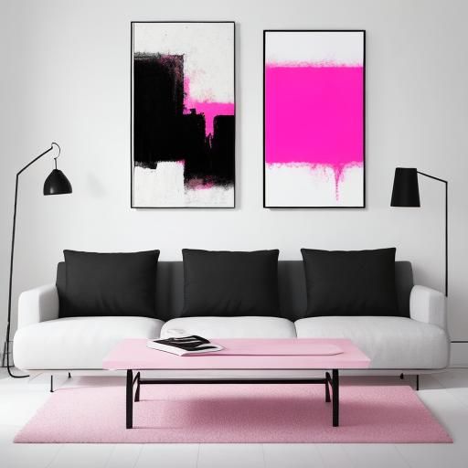 Minimalist Abstract Art in Pink and Black