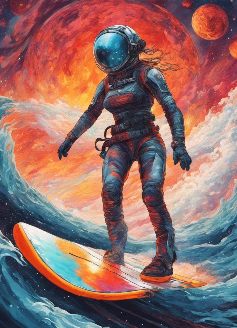 Space girl surfer
