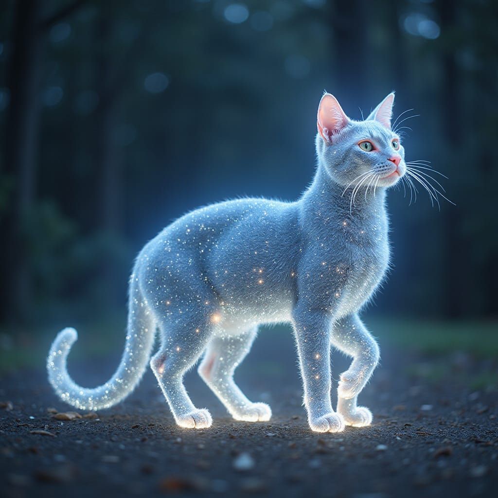 Starlight Cat: A Celestial Digital Art Creation