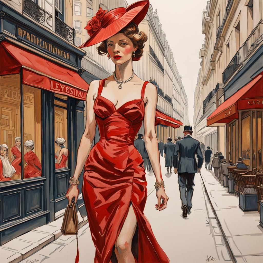 Parisian Street Scene in Leyendecker Style