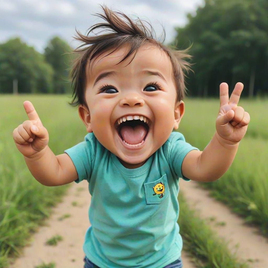Expressive Portrait of Joyful Happiness