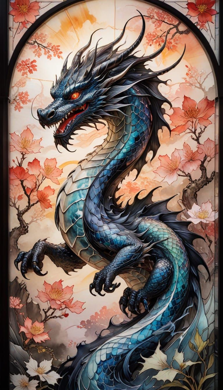 A delicate combination of styles forming a majestic dragon