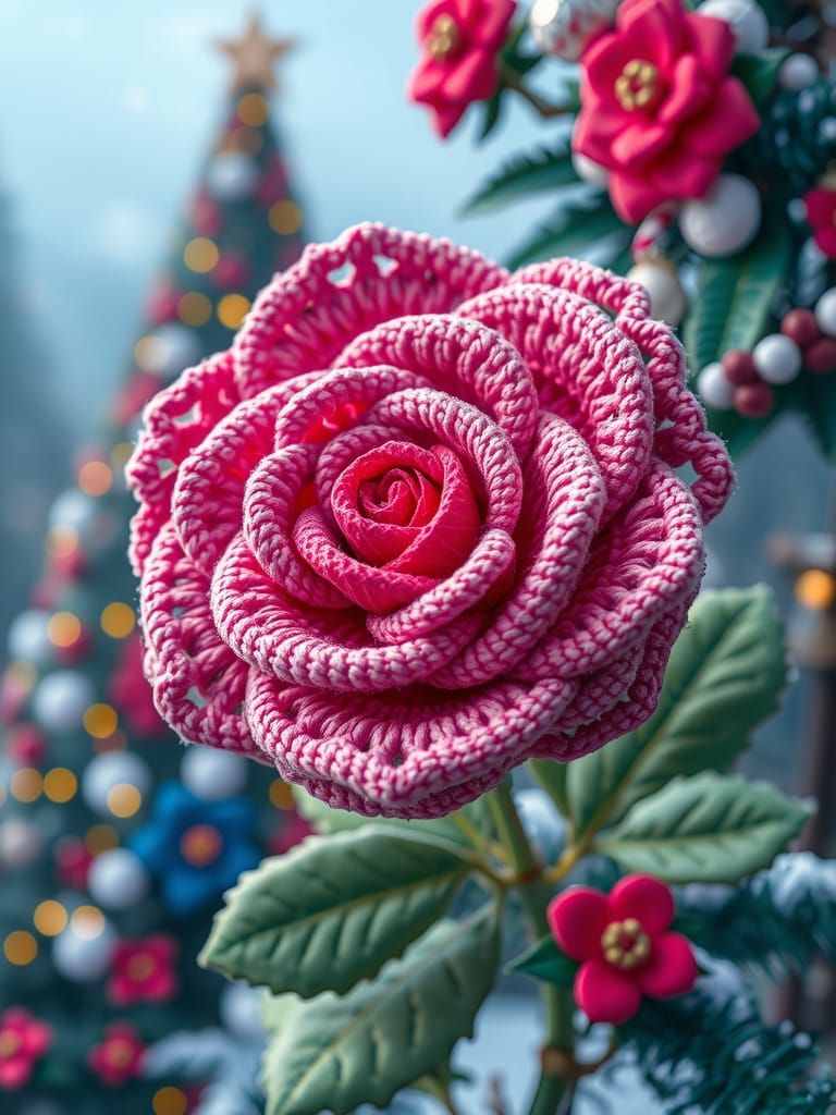 Klimt-Inspired Rose in Rainforest with Festive Elements
