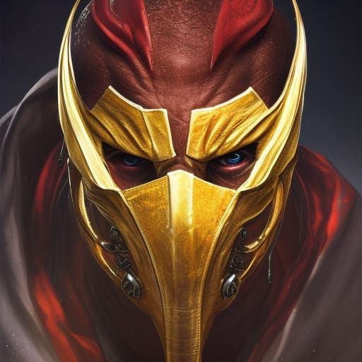 Scorpion's Mask: Hyperdetailed Portrait in Triadic Colors