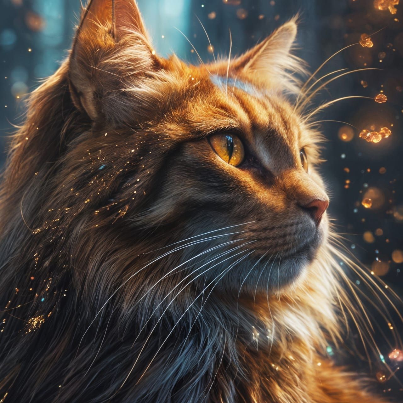 Beautiful Cat with Glittering Fur: Fantasy Art