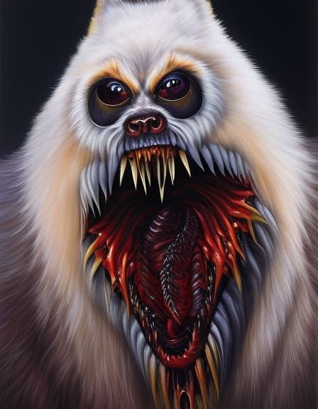 Werewolf Body Horror Portrait in Pre-Raphaelite Style